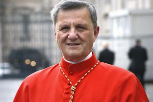 Cardinal Mario Grech leaves St. Peter's basilica after the consistory for the creation of 13 new cardinals Nov. 28, 2020