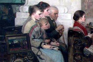 Oscar Wergeland, “Service in a German Village Church,” ca. 1880