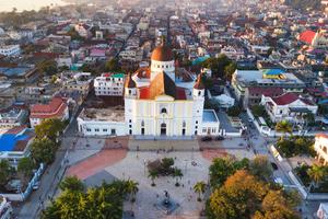 Morning sun hits the facade of the Cathédrale Notre-Dame de l’Assomption in Cap-Haitien, Haiti.