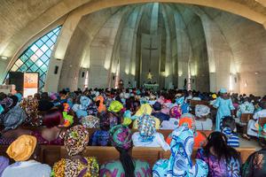 A packed parish in West Africa for Sunday Mass.