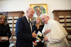 Pope Francis and Joe Biden meet at the Vatican, Oct. 29, 2021.