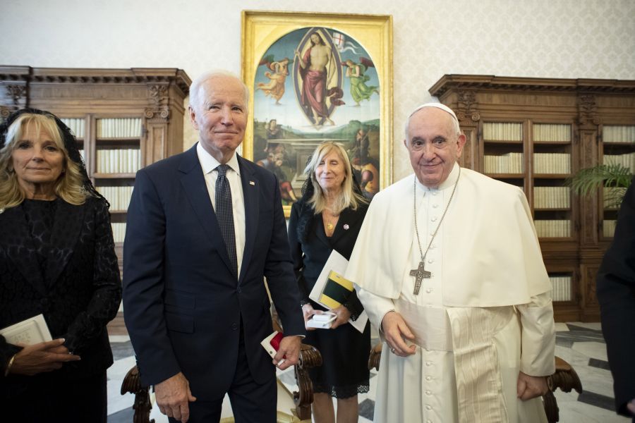 Pope Francis meets President Joe Biden on Oct. 29, 2021.