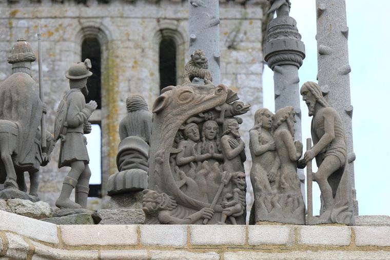 Purgatory stonework in Pleyben, France