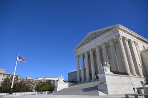 The U.S. Supreme Court is seen in Washington on Nov. 1, the day the high court heard challenges to the Texas Heartbeat Law.