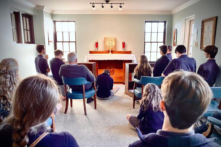 Students fill a perpetual adoration chapel in Louisiana