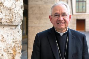 Archbishop José Gómez of Los Angeles visits the North American College in Rome, Sept. 16, 2019.
