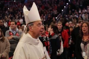 Archbishop William Lori is shown during a Mass celebrated at the Capital One Arena before the 2020 March for Life.