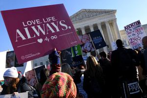 Pro-life protesters demonstrate in front of the Supreme Court in Washington on Dec. 1.