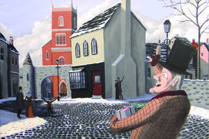 ‘I WILL HONOR CHRISTMAS.’ Ebenezer Scrooge captured the essence of ‘keeping Christmas all through the year,’ as shown in an illustration of him, redeemed, greeting townspeople on Christmas Day.