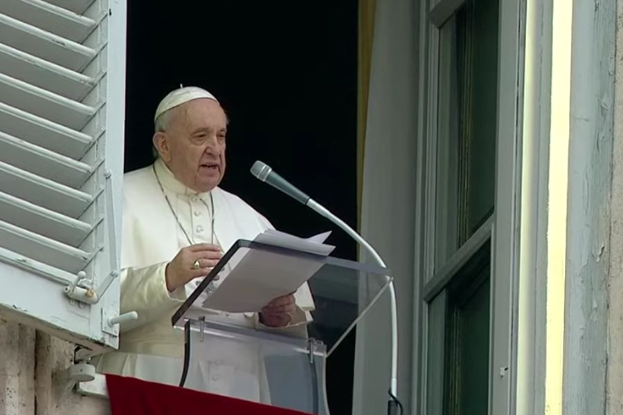 Pope Francis delivers his Angelus address at the Vatican on Jan. 2.