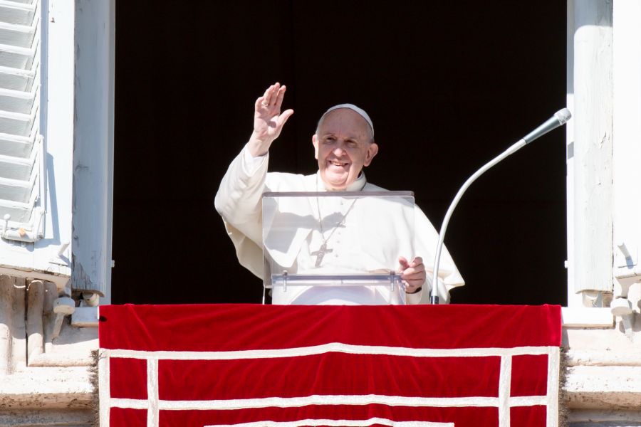 Pope Francis delivers his Angelus address on Dec. 19, 2021.