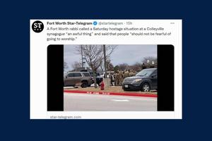 The synagogue had been livestreaming a Shabbat service when the hostage-taker entered the building on Saturday, Jan. 15. A scene showing law enforcement during the tense situation was tweeted by the ‘Fort Worth Star-Telegram’ on Saturday.