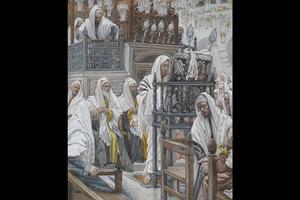 James Tissot (1836-1902), “Jesus Unrolls the Book in the Synagogue”