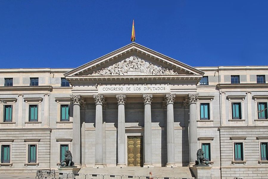 The Palacio de las Cortes in Madrid, where Spain's Congress of Deputies meets.