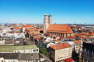 The Church of Our Lady Frauenkirche in Munich Germany, Bavaria that serves as the cathedral of the Archdiocese of Munich and Freising and seat of its Archbishop.