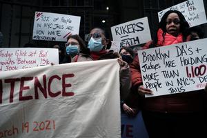 Activists calling for jail and prison reforms rally outside of Brooklyn Criminal Court  on Dec. 10 in New York City.