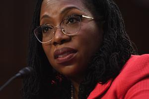 Judge Ketanji Brown Jackson testifies on her nomination to become an associate justice of the U.S. Supreme Court during a Senate Judiciary Committee confirmation hearing on Capitol Hill in Washington on March 22.