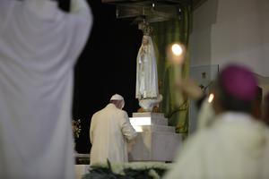 Prayer vigil at the Shrine of Our Lady of Fatima in preparation for the 100th anniversary of the Fatima apparitions on May 12, 2017.