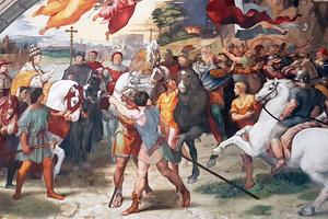 Raphael, “Pope Leo the Great Meets Attila the Hun,” 1514