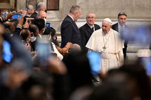Pope Francis arrives to meet with members of the Sri Lankan community in Italy on April 25 at St. Peter's Basilica at the Vatican. Pope Francis arrives to meet with members of the Sri Lankan community in Italy on April 25 at St. Peter's Basilica at the Vatican.