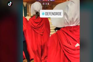 A video calling for Mother's Day protests in churches posted by Ruth Sent Us on TikTok shows a previous disruption of Mass.
