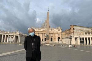 Cardinal Joseph Zen is shown in St. Peter's Square in an undated file photo. The elder Churchman was arrested by authorities in Hong Kong on May 11 and later released on bail.