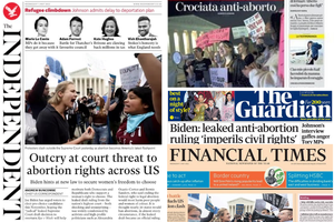Some newspaper headlines from May 4, 2022 including the Independent, La Stampa, and The Guardian.
