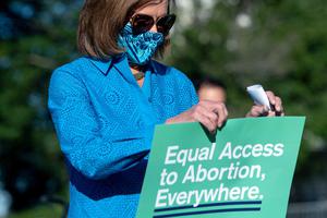 Speaker of the House Nancy Pelosi, Democrat of California, attends a news conference on the ‘Women’s Health Protection Act’ on Sept. 24, 2021, outside the U.S. Capitol in Washington DC.