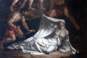 Washington Allston, “The Dead Man Restored to Life by Touching the Bones of the Prophet Elisha,” 1811-1813