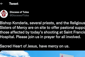Diocese of Tulsa tweets request for prayers following a shooting at Victims St. Francis Health System in Tulsa, Ok.