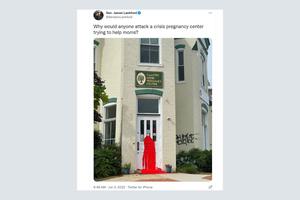 Vandalism to Capitol Hill Pregnancy Center’s is shown in this tweet from Sen. James Lankford, R-Okla.