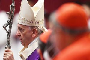Pope Francis celebrates a mass with newly elected Cardinals at St. Peter's Basilica on November 29, 2020 in Vatican City, Vatican.