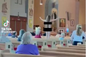 A pro-abortion activist is shown disrupting a Mass at St. Veronica parish in Eastpointe, Michigan. A video said the incident happened on June 12.