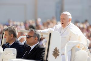 Pope Francis arrives for his general audience on June 15.