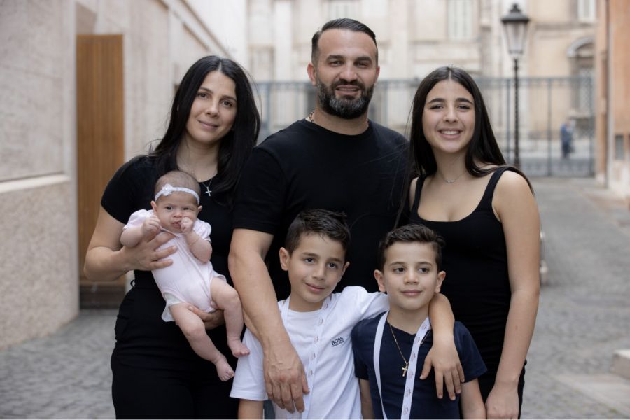 Danny and Leila Abdallah with children Liana, Alex, Michael, and Selina spoke to CNA at the Vatican on June 23, 2022.