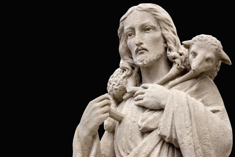 A statue of Jesus Christ as the Good Shepherd