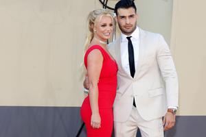 Britney Spears and Sam Asghari at a Los Angeles premiere held at the TCL Chinese Theatre IMAX in Hollywood, USA on July 22, 2019.