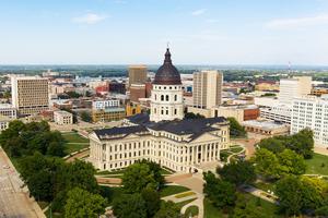 An aerial view of the Kansas State Capitol in Topeka, Kansas. An aerial view of the Kansas State Capitol in Topeka, Kansas.