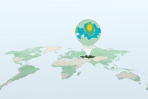 Kazakhstan is shown in a world-map illustration. Kazakhstan is shown in a world-map illustration.