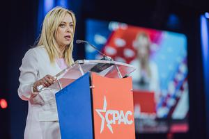 Meloni speaking at the 2022 Conservative Political Action Conference in Florida. Meloni speaking at the 2022 Conservative Political Action Conference in Florida.