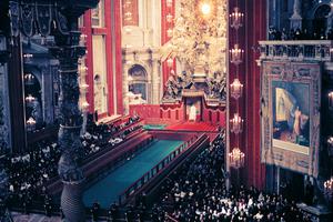 Bishops from around the world gather at St. Peter’s Basilica for a session of the Second Vatican Council.