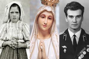 L to R: Lucia dos Santos in 1917, Our Lady of Fatima, Stanislov Petrov in 1983.