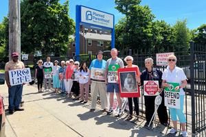 Volunteers from the 40 Days for Life campaign gather to pray in front of a Planned Parenthood facility in Hempstead, New York.

