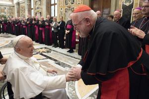 Cardinal Reinhard Marx and fellow bishops from Germany meeting with Pope Francis at the Vatican, Nov. 17, 2022