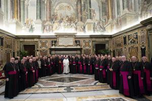 Pope Francis meeting with the German bishops at the Vatican, Nov. 17, 2022. 