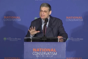 Jewish scholar Yoram Hazony speaking at the National Conservatism Conference. Jewish scholar Yoram Hazony speaking at the National Conservatism Conference.
