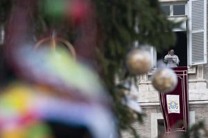 Pope Francis gives his Angelus address on Dec. 26, 2021. Pope Francis gives his Angelus address on Dec. 26, 2021.