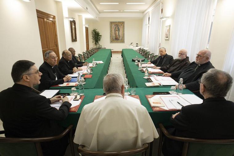 The Council of Cardinals meets with Pope Francis on Feb. 21, 2022.