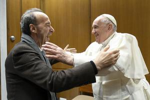 Pope Francis meeting with Roberto Benigni, Dec. 7, 2022.