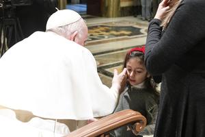 Pope Francis meeting with the Italian Union of the Blind and Visually Impaired at the Vatican, Dec. 12, 2022
